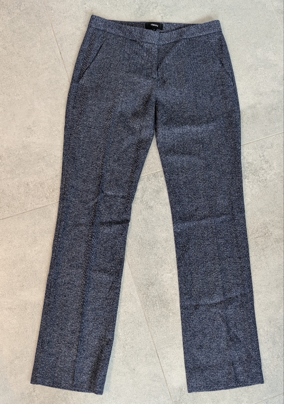 Theory Merino Wool Trousers Size 0 Tailored Pants Navy Blue Workwear